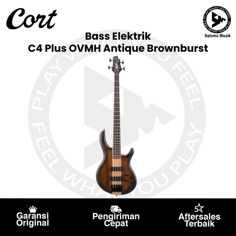 Bass Elektrik Cort C4 Plus Artisan Series OVMH-ABB Antique Brownburst Original