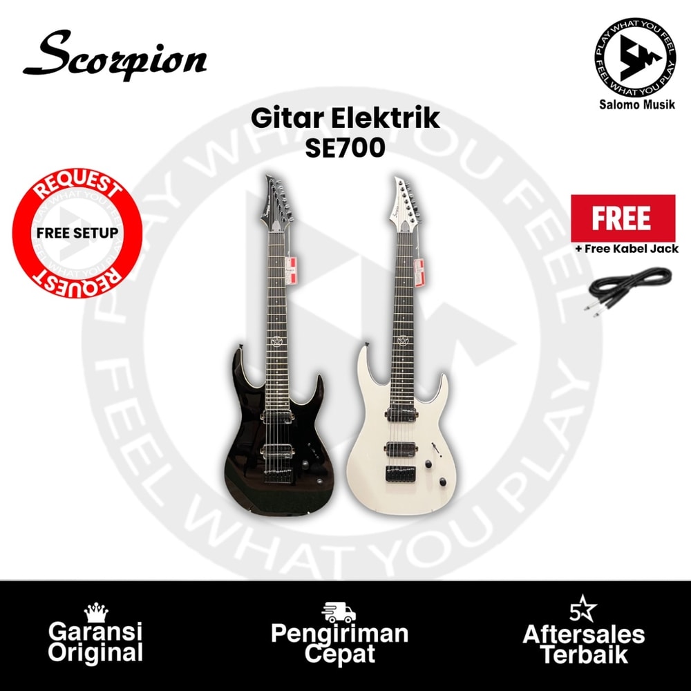 Gitar Elektrik Scorpion SE-700 Deluxe Series 7-String Varian Warna Original + Free Kabel Jack