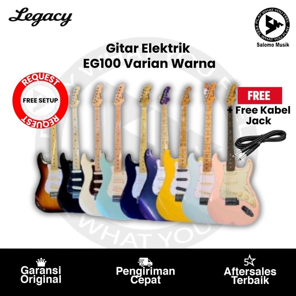 Gitar Elektrik Legacy EG100 SSS Varian Warna Original + Free Kabel Jack