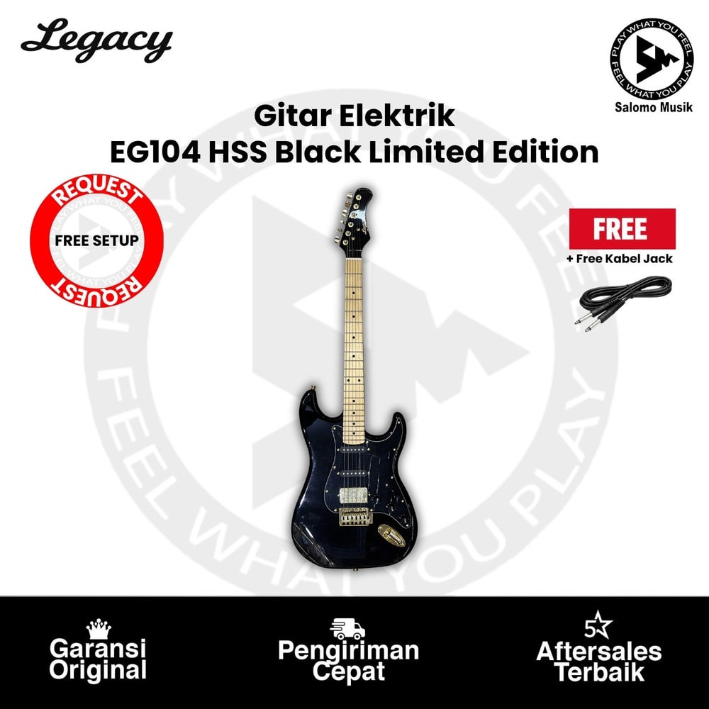Gitar Elektrik Legacy EG104 HSS Black Gold Hardware Limited Edition