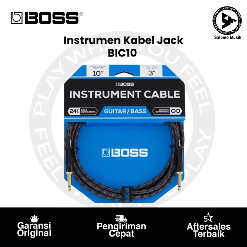 Kabel Instrumen Jack Boss BIC10 & BIC10A Straight Or Right Angle