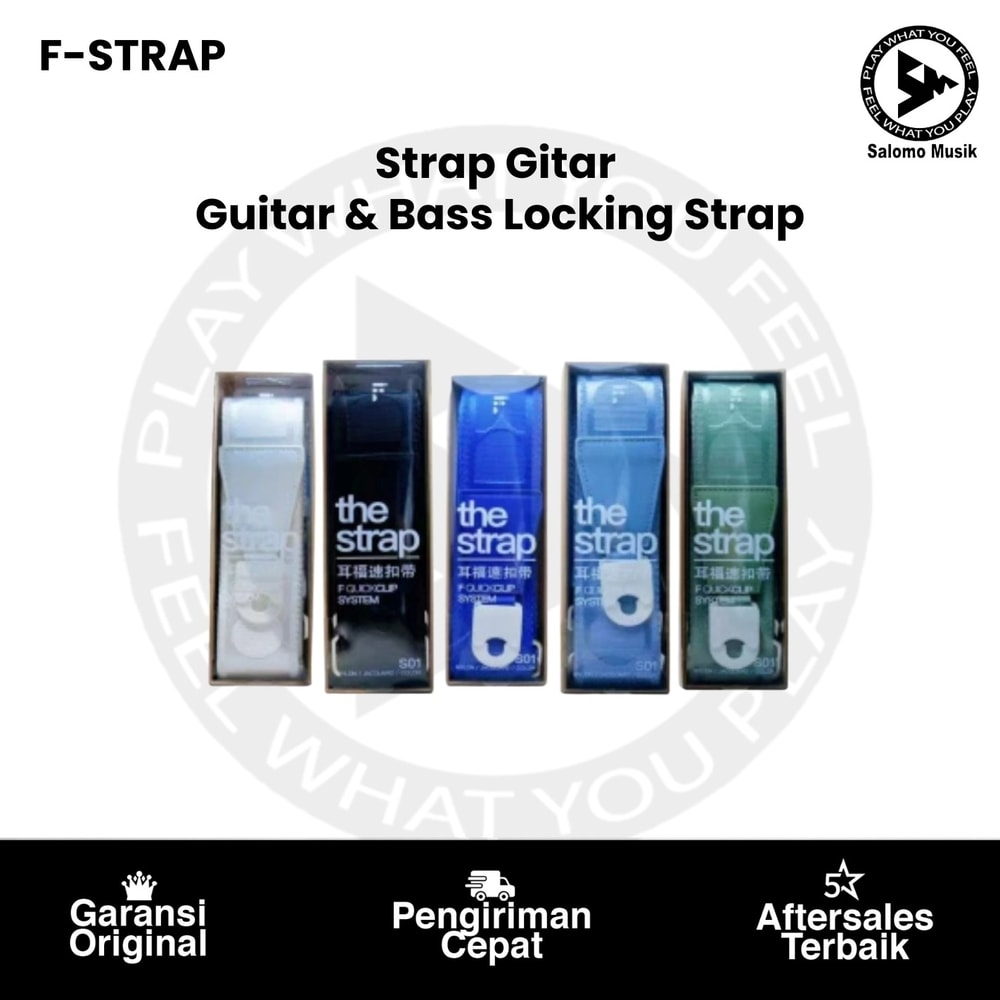 Strap Gitar & Bass F-STRAP Quick Clip System Guitar & Bass Locking Strap Varian Warna Original