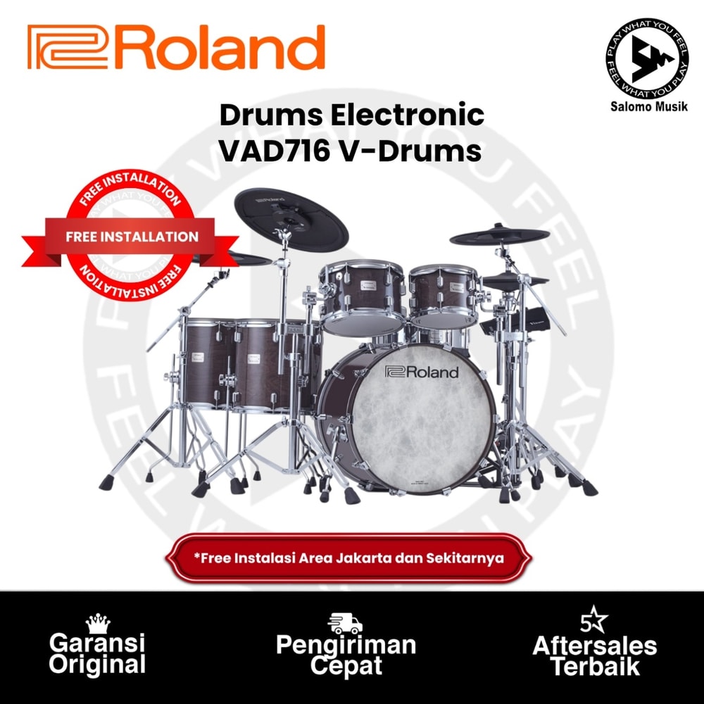 Drum Elektrik Acoustic Design Roland VAD716 V Drums 7 piece Gloss Ebony