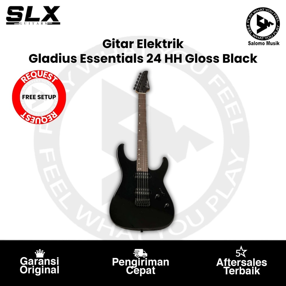 Gitar Elektrik SLX Guitars Gladius Essentials 24 HH with Rosewood FB in Gloss Black