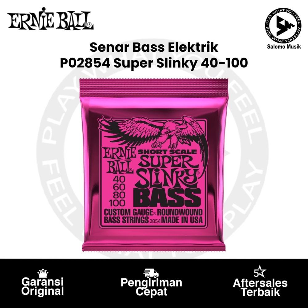Senar Gitar Bass Elektrik Ernie Ball P02854 Super Slinky Nickel Wound Short Scale 40-100