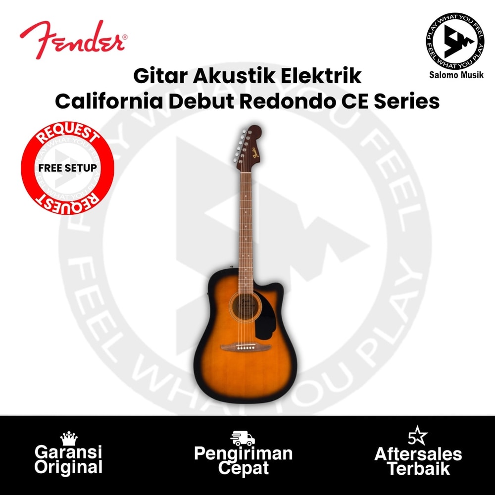 Gitar Akustik Elektrik Fender California Debut Redondo CE Series Acoustic Guitar, 2-Colour Sunburst