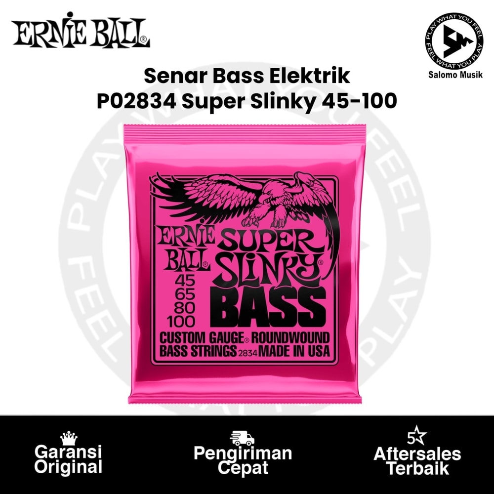 Senar Gitar Bass Elektrik Ernie Ball P02834 Super Slinky Nickel Bass 4 Strings 45-100