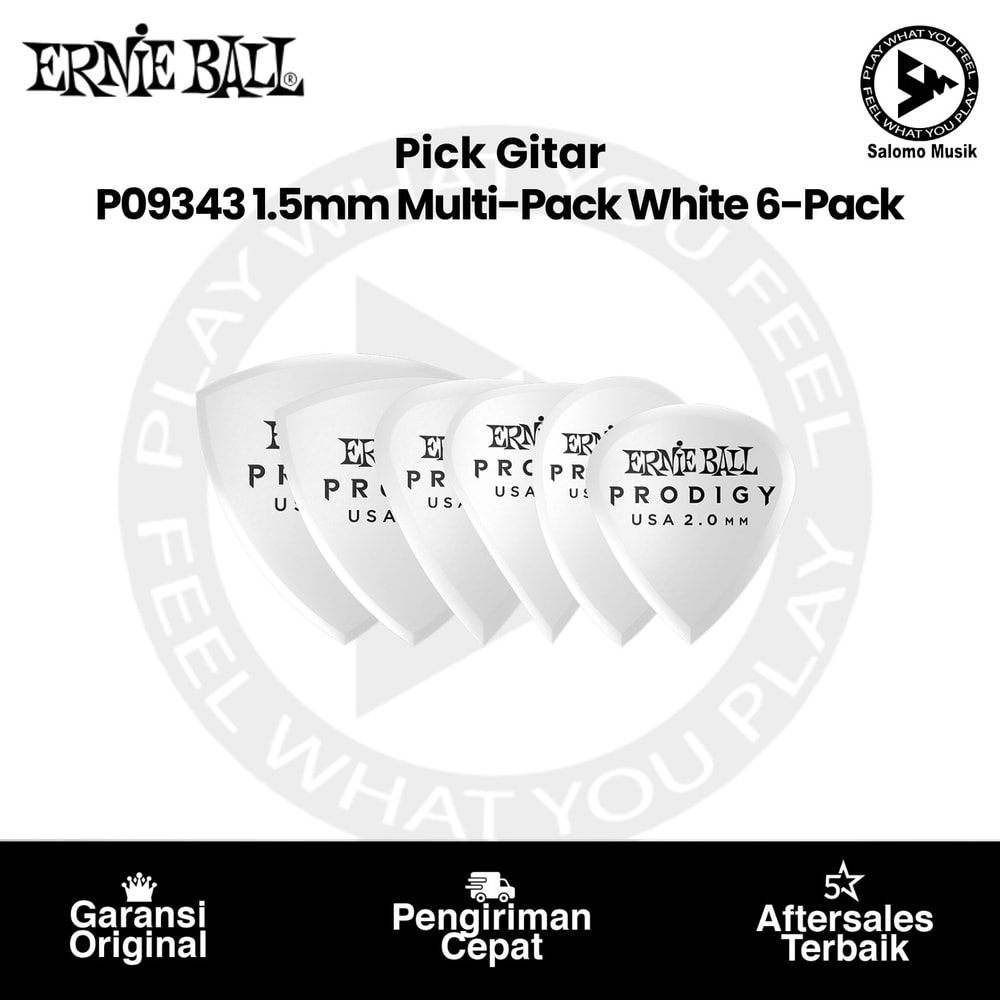 Pick Gitar Ernie Ball P09343 2.0mm Multi-Pack Prodigy Picks White 6-Pack