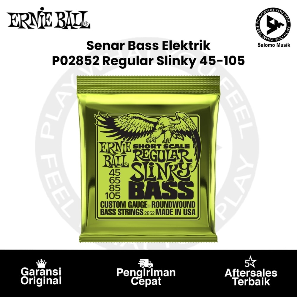 Senar Gitar Bass Elektrik Ernie Ball P02852 Short Scale Nickel Wound Regular Slinky Bass 45-105