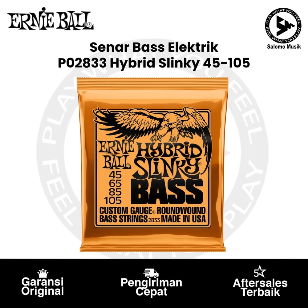 Senar Gitar Bass Elektrik P02833 Ernie Ball Hybrid Slinky Nickel Wound 45-105