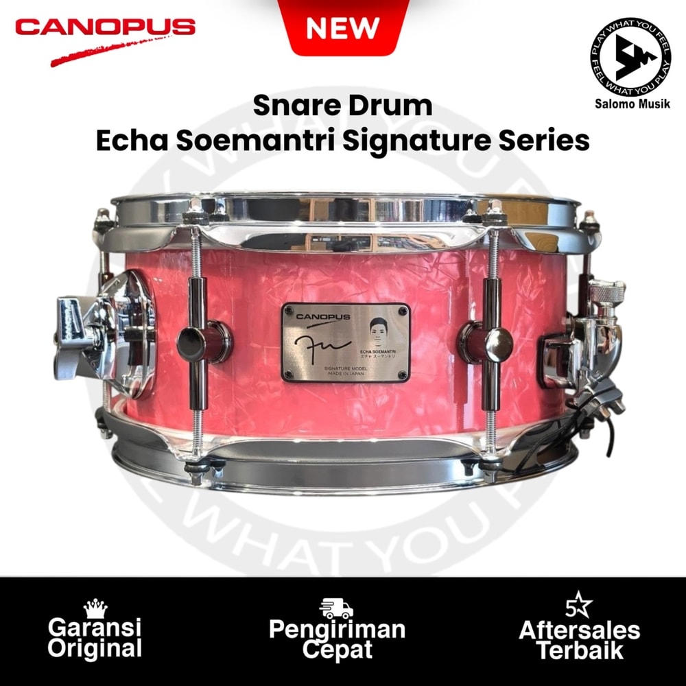 Snare Drum Canopus Echa Soemantri Signature Series Mini Snare 10 X 5 Pink Diamond Pearl + Tom Clamp