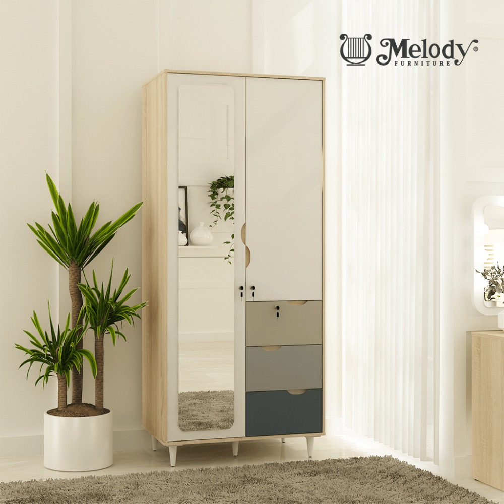 Lemari Pakaian Lemari Baju 2 Pintu Minimalis Modern Florida 2P LL Sol - Varcol