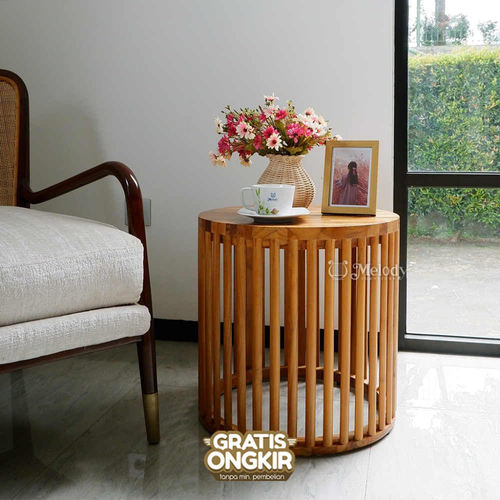 Meja Samping Nakas Este End Table Jati Wood Minimalis Aesthetic