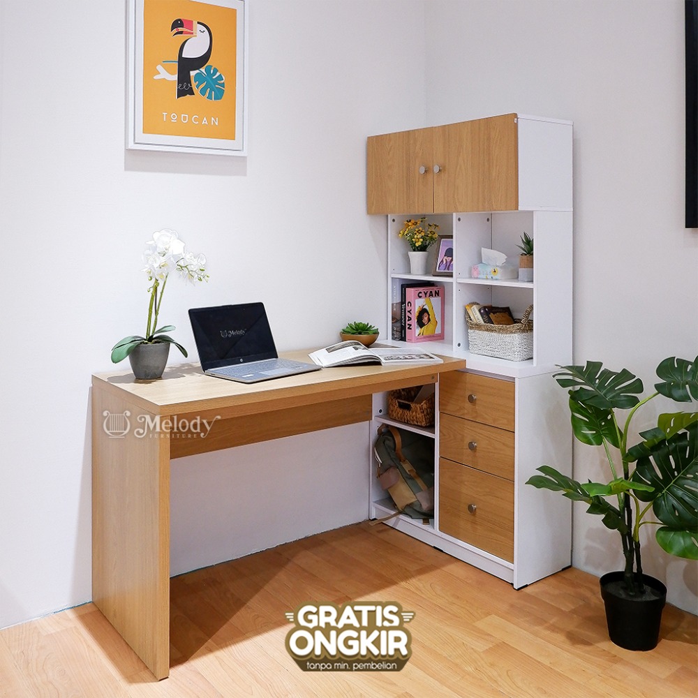 Meja Belajar Meja Tulis Huko Desk Bianco-White