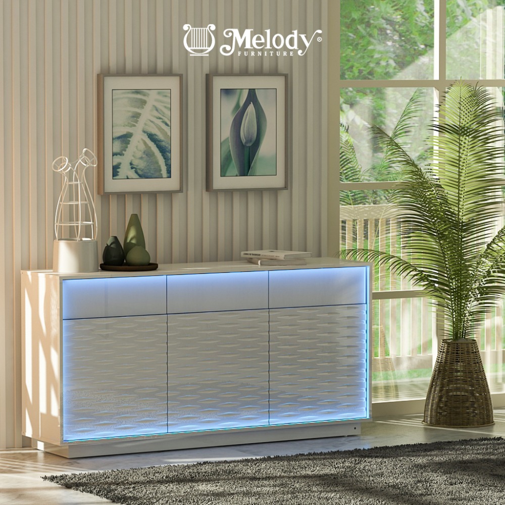 Melody Furniture Laci Serbaguna Olana Sideboard 160 White Glossy