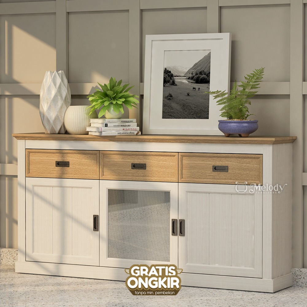 Melody Furniture - Laci Buffet Serbaguna Credenza Tatiana Sideboard 190 GSO - NW