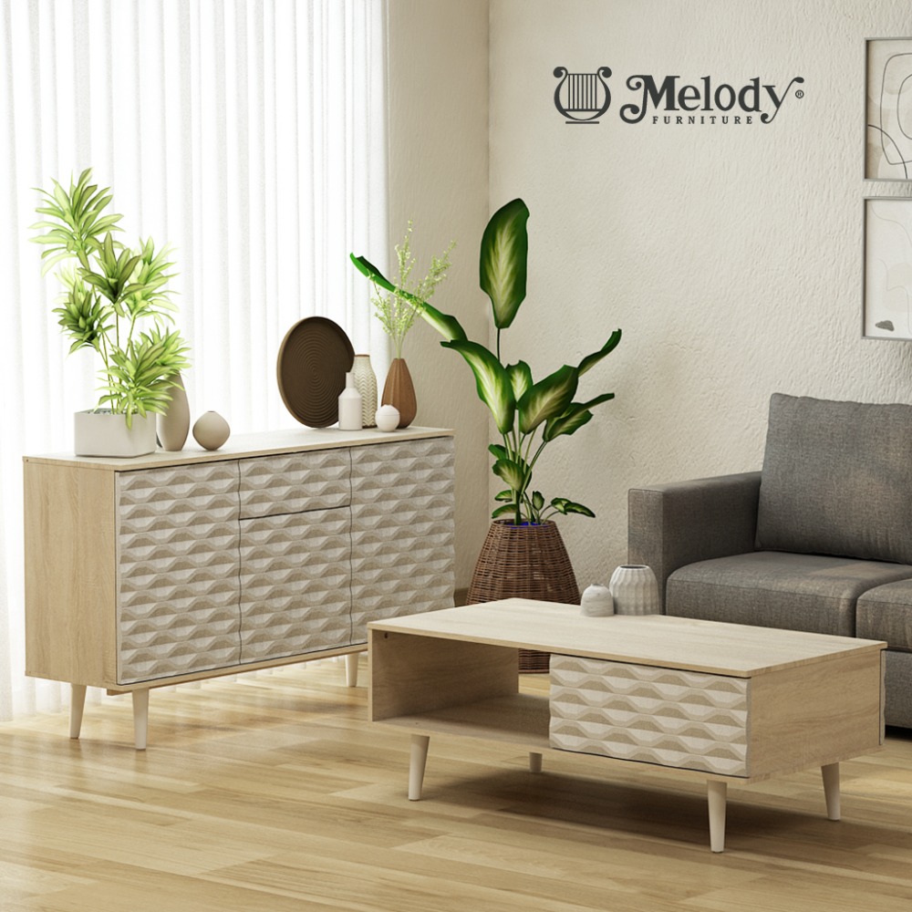 Melody Furniture Buffet Lemari Serbaguna Velma Sideboard 140cm SOL - WHITE