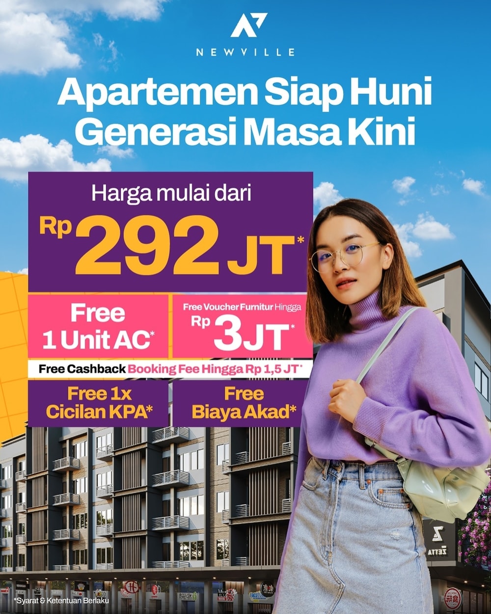 Newville Lippo Cikarang - Apartemen Pusat Kota Lippo Cikarang Hanya 1,6Jutaaan Perbulan