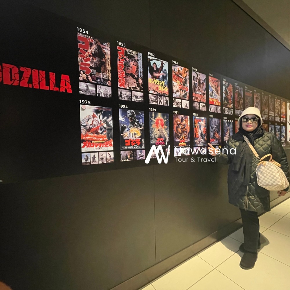 Mini museum of Godzila in lobby hotel Gracery