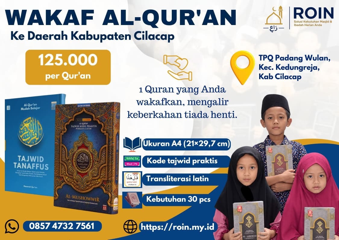 Kebutuhan 30 Al Quran A4 TPQ Padang Wulan Cilacap