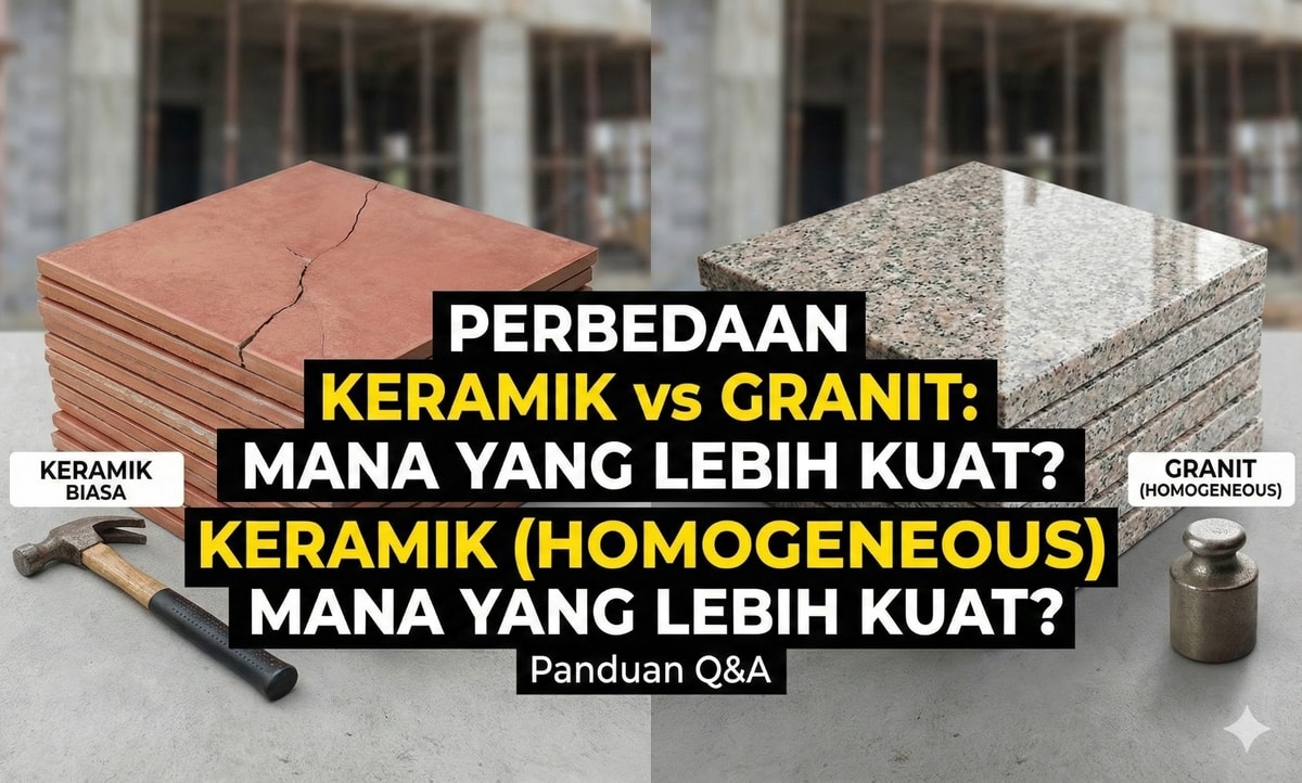 Perbedaan Keramik Biasa vs Granit: Panduan Q&A (Mana yang Lebih Kuat?)