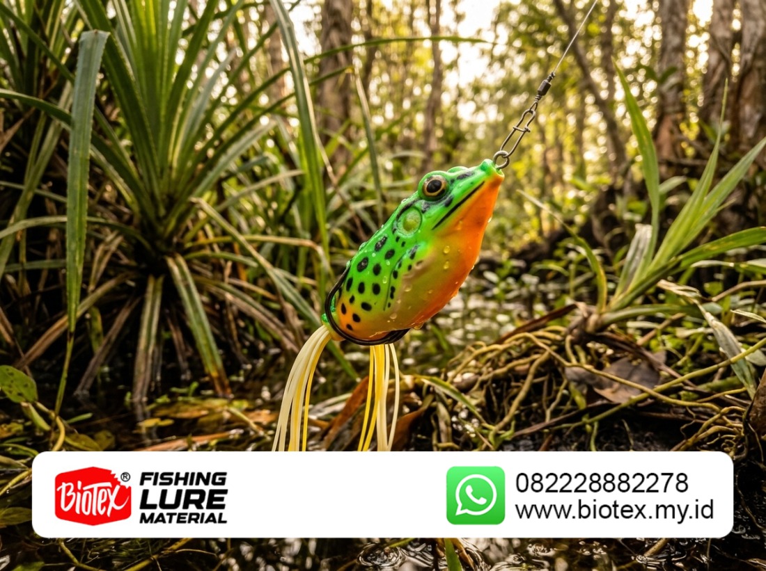 Soft frog Berbahan Lateks Cair Di Perairan Rawa.