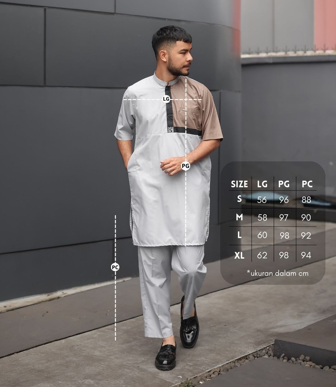 Size chart Gamis Set Pakistan Asil