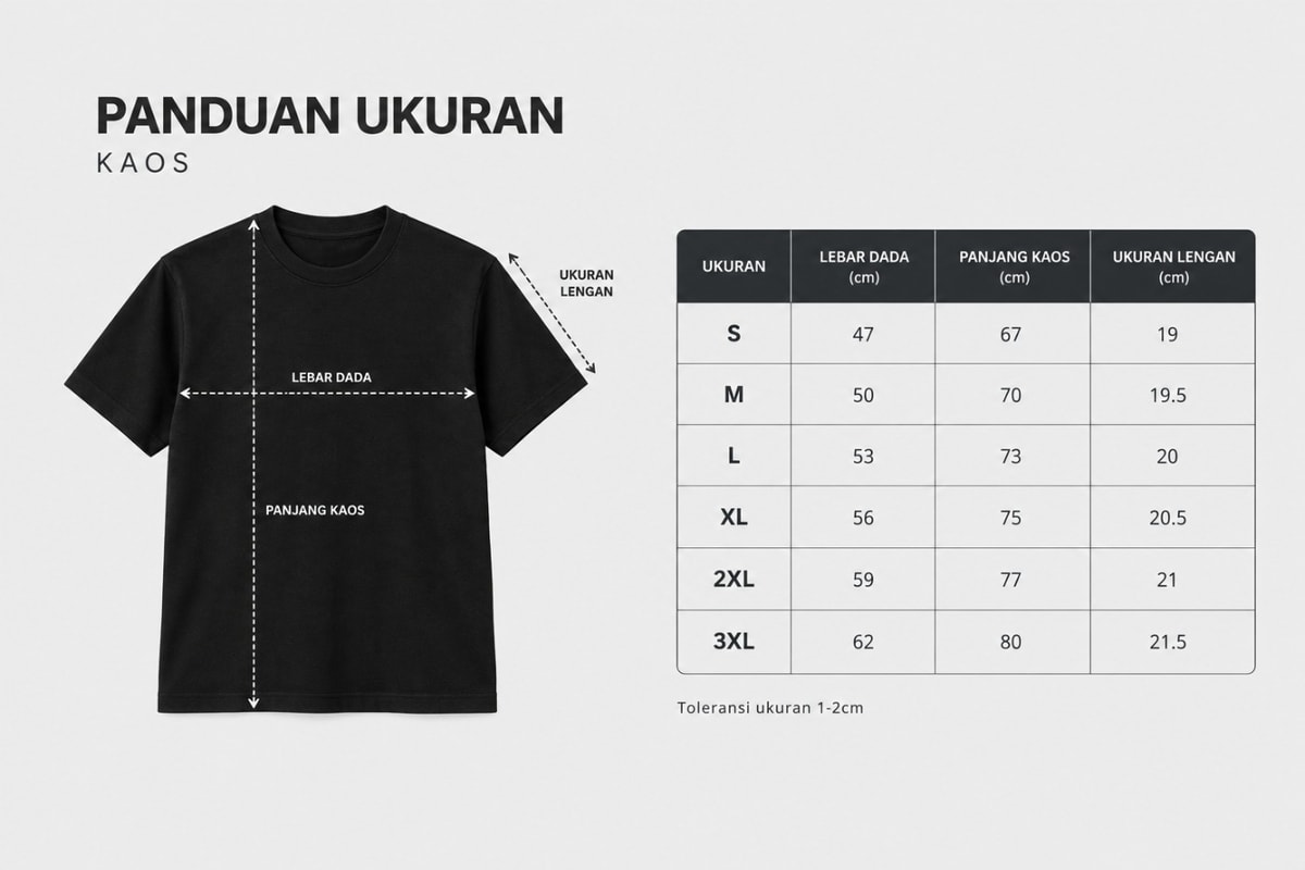Panduan Ukuran Kaos