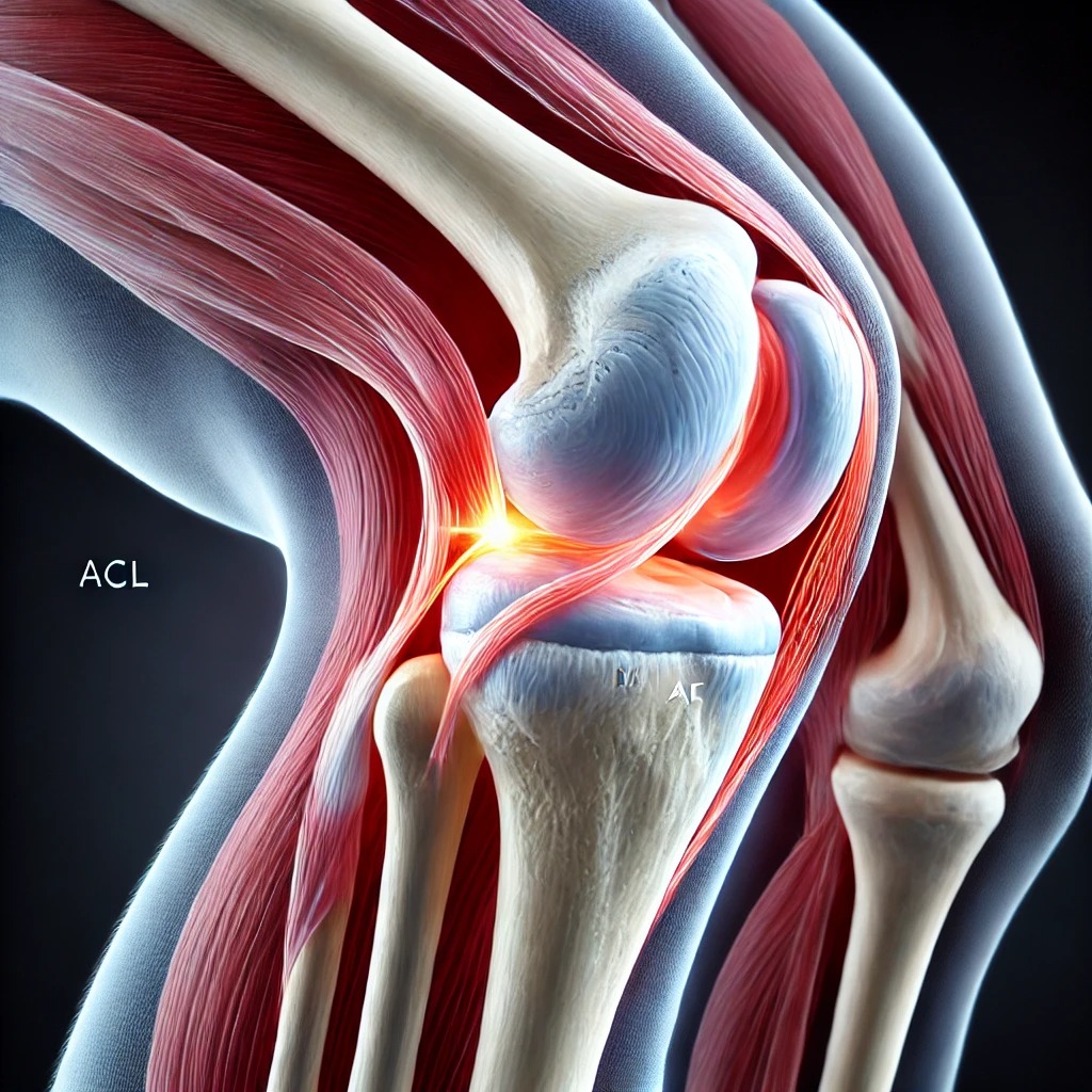 Gambar 1.1  ilustrasi medis yang menunjukkan robekan ligamen lutut