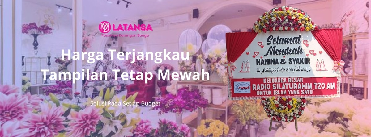 bunga papan wedding merah putih