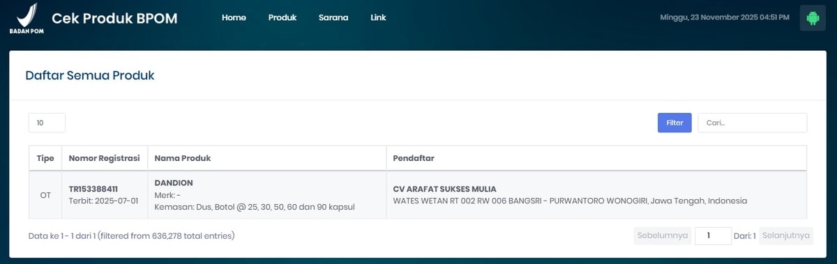 Dandelin : POM TR 153 388 411