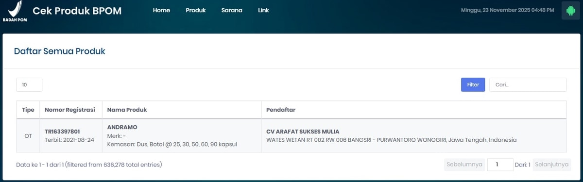 Andramo : POM TR 163 397 801