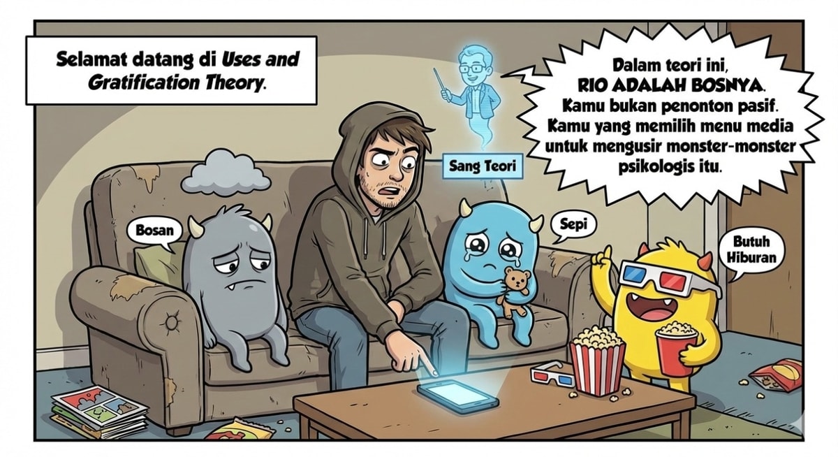 Ilustrasi Uses and Gratification Theory (U&G Theory) - Gemini