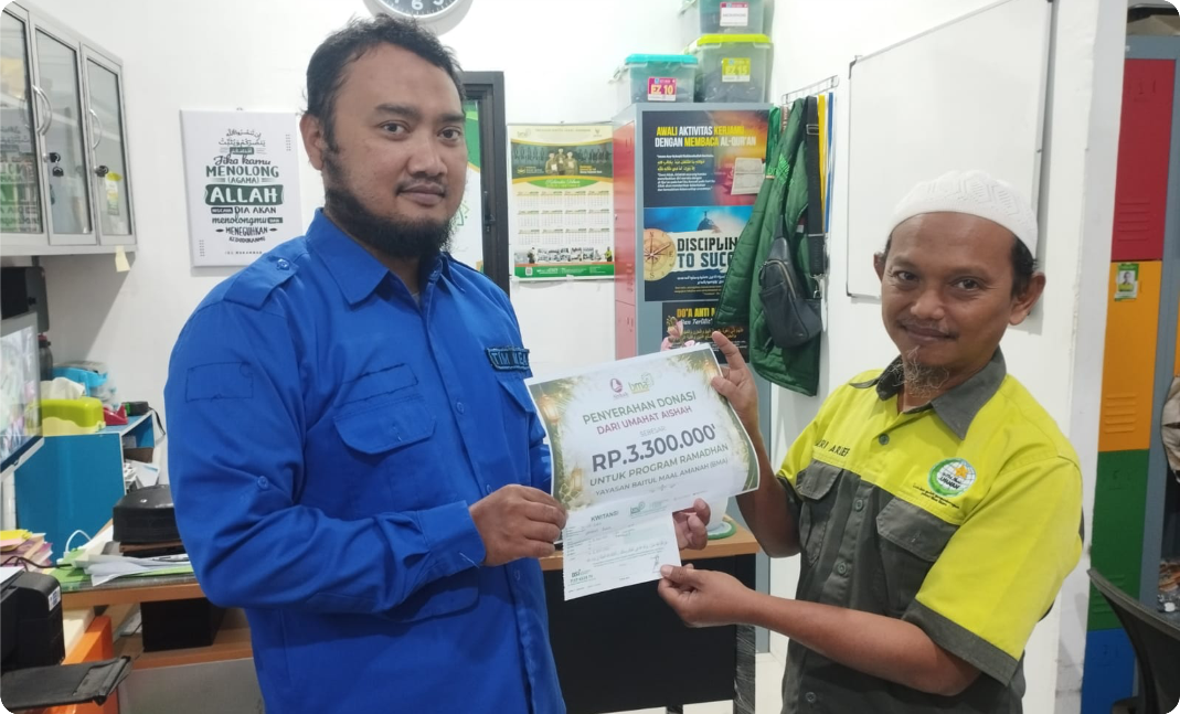Baitul Maal Amanah Terima Sedekah Ramadhan dari Majelis Taklim Aishah.