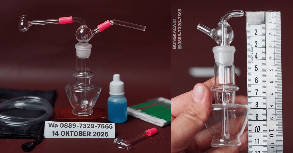 Foto produk Bong Velvet Night & Cangklong Kaca yang menyerupai vas bunga minimalis elegan berukuran 11 cm dengan satu filter internal yang tertata rapi.