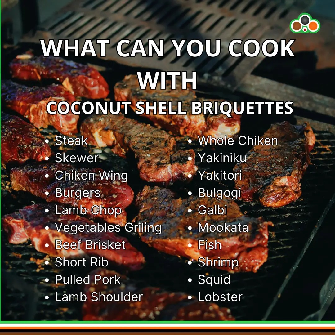List of grilled foods that can be made using coconut shell briquettes