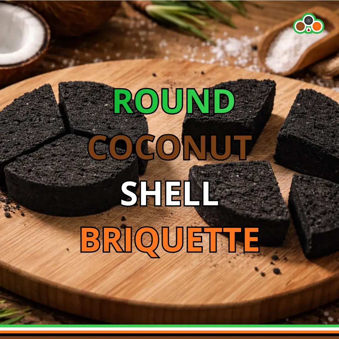 round coconut shell briquette