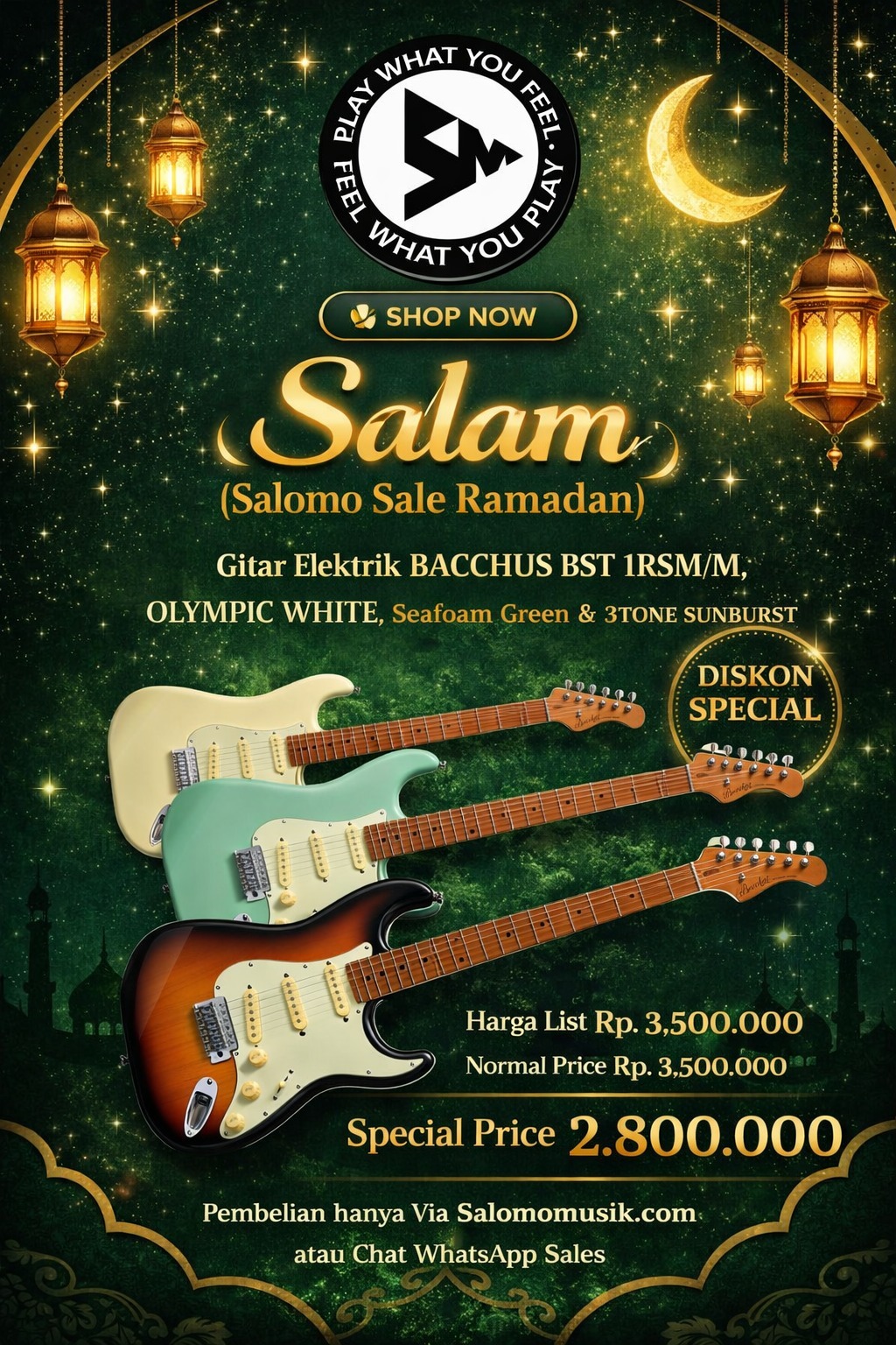 Promo SALAM (Salomo Sale Ramadan).  Gitar Elektrik Bacchus BST 1RSM/M Original Harga Spesial!