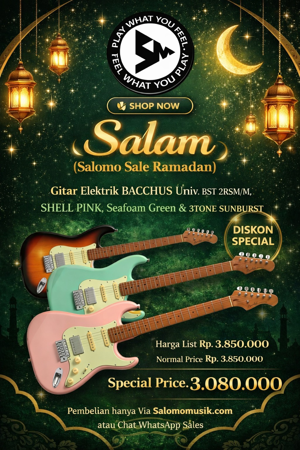Promo SALAM (Salomo Sale Ramadan). Gitar Elektrik Bacchus BST 2RSM/M Original Harga Spesial!