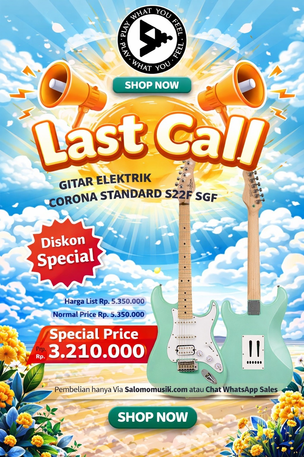 LAST CALL! Gitar Elektrik Corona Standard S22F SGF Harga Spesial!