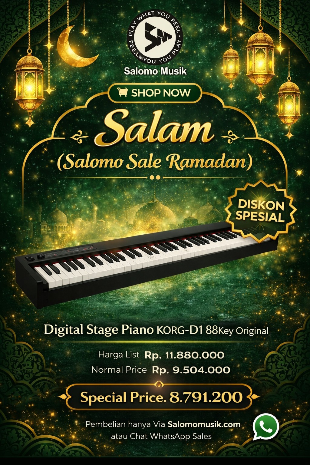 Promo SALAM (Salomo Sale Ramadan). Digital Stage Piano KORG D1 88 Key Original Harga Spesial!