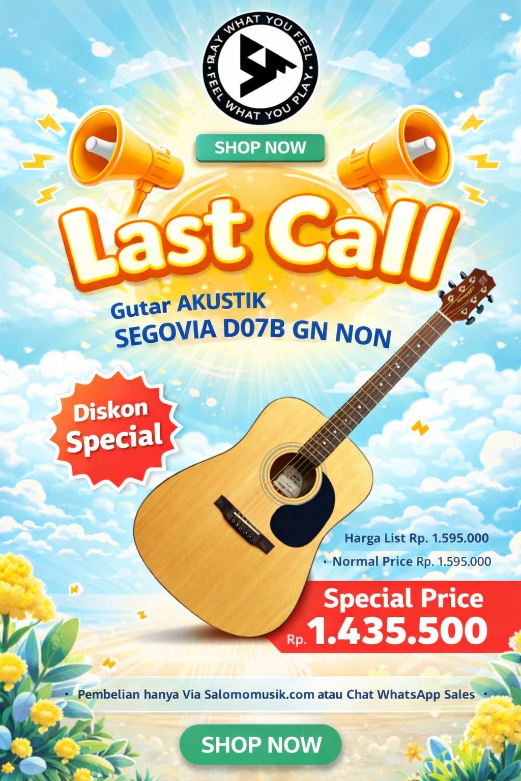 LAST CALL! Gitar Akustik Segovia D07B GN Harga Spesial!