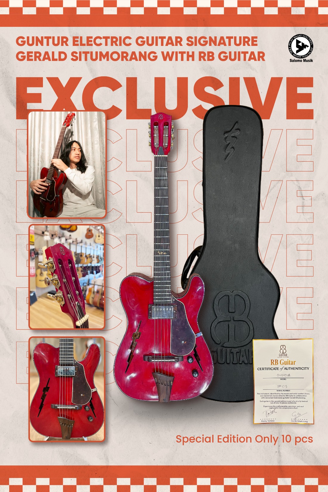 (EKSKLUSIF) Gitar Akustik Elektrik "GUNTUR" Gerald Situmorang Signature by RB Guitar Sudah Tiba. Dapatkan Sekarang, Hanya di Salomo Musik.