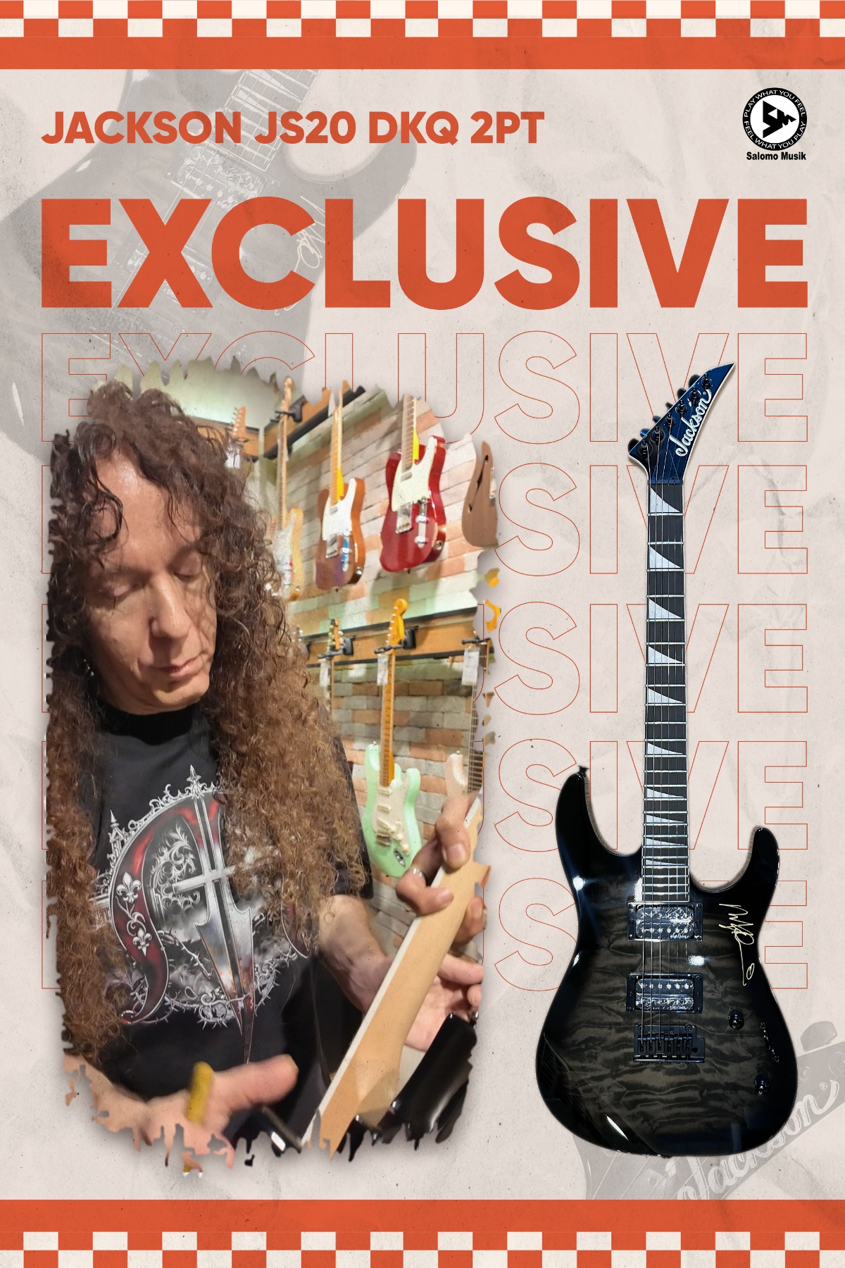 (EKSKLUSIF) Gitar Elektrik Jackson JS Series Dinky JS20 DKQ 2PT Signed By Marty Friedman Hanya 1! Checkout Sekarang, Hanya di Salomo Musik.