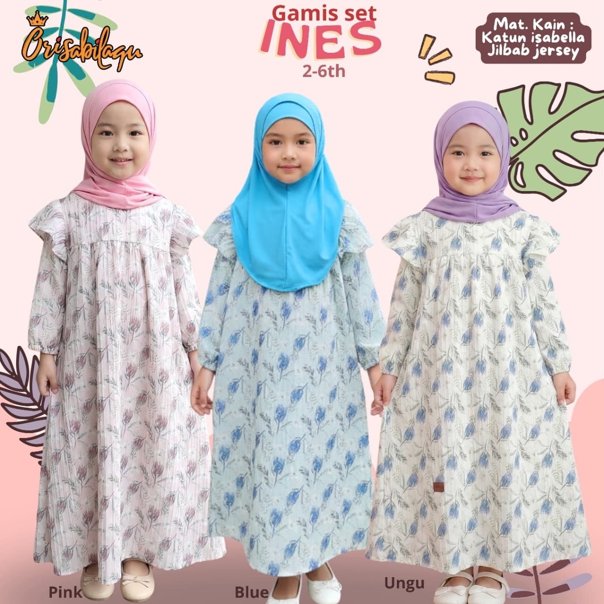 Iness Set Orisabilaqu-Ines Gamis anak perempuan
