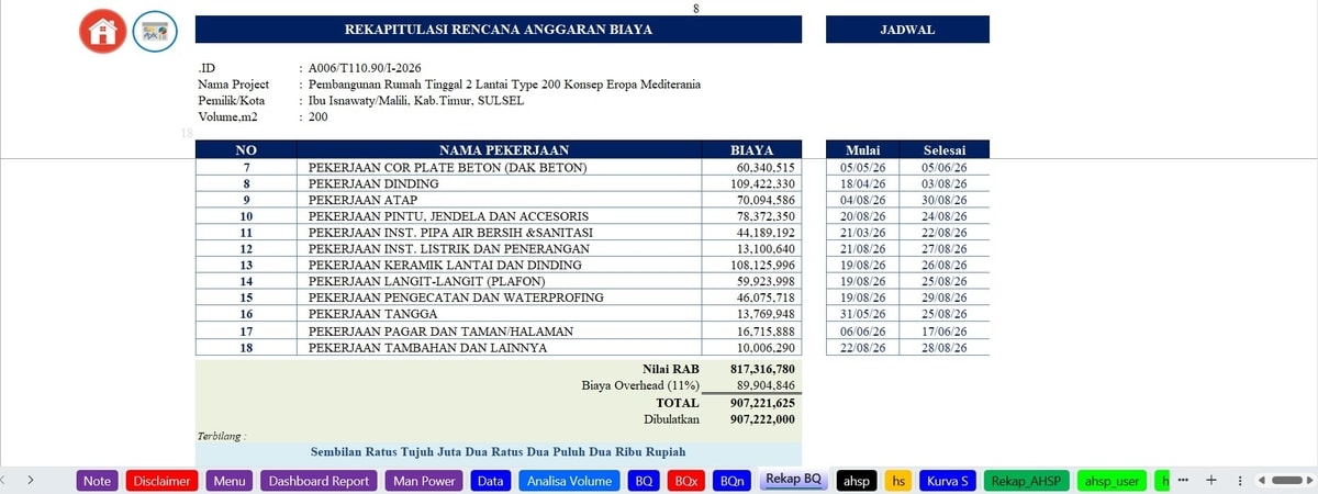 Worksheet Rekap BQ