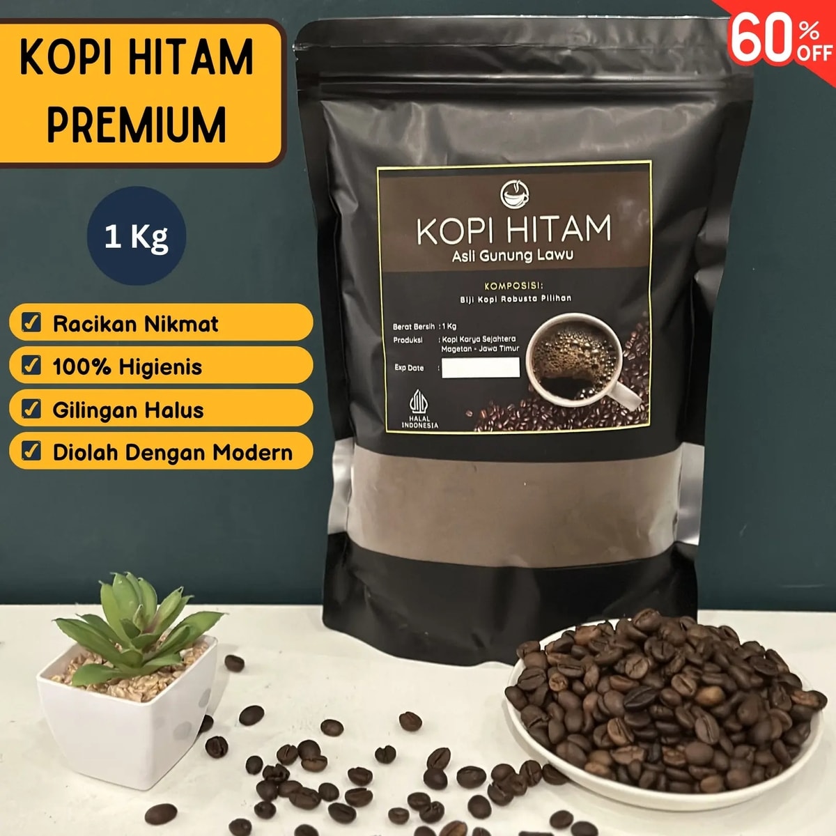 Kopi Bubuk Hitam Robusta Gunung Lawu