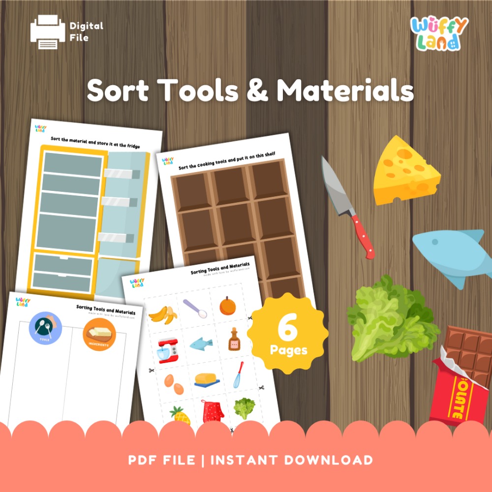 Printable Sort Tools & Materials - Cooking | Learning Matching Game