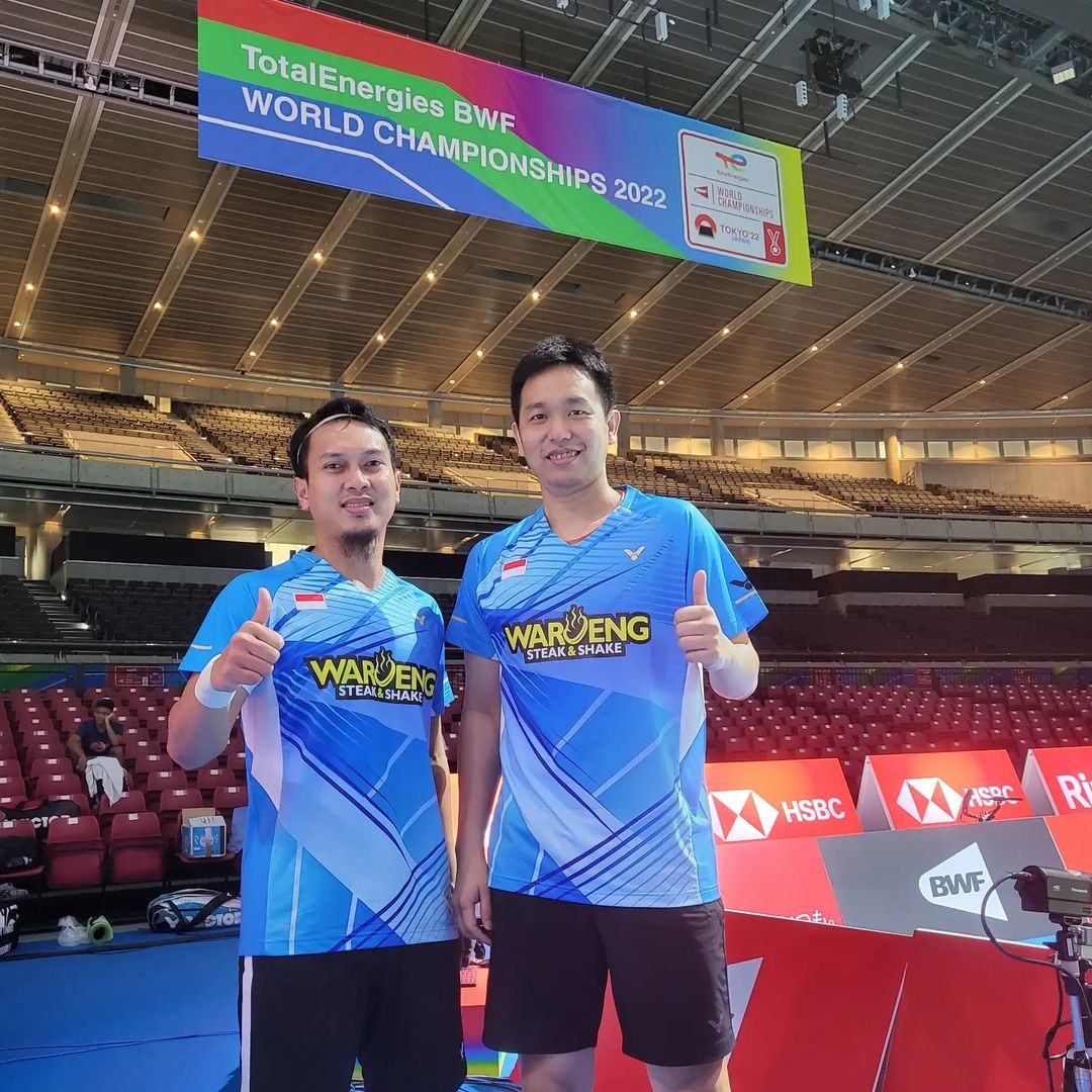 Hendra-Ahsan sebelum bertanding