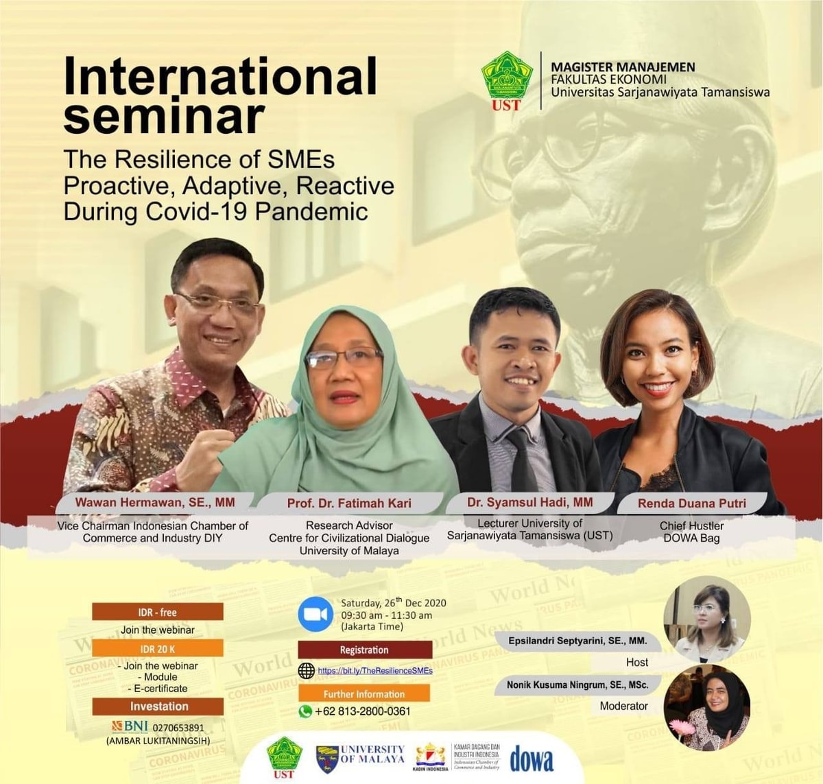 INTERNATIONAL SEMINAR The Resilience of SMEs Proactive, Adaptive, Reactive During Covid-19 Pandemic